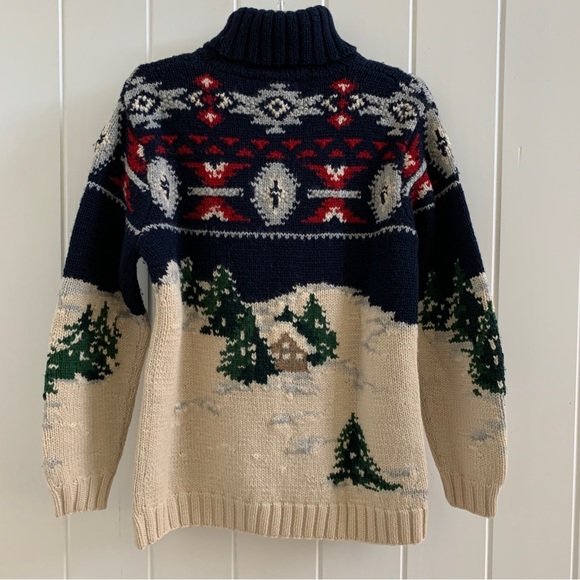Vintage Ralph Lauren Chunky Hand Knit Turtleneck Sweater Size Small - Picture 2 of 11